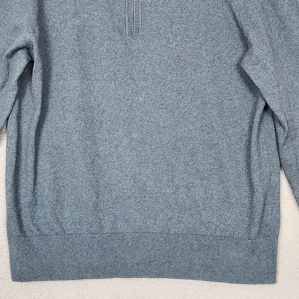 Banana Republic Sweater Mens Medium Blue Cotton Cashmere Quarter Zip Mock Neck
